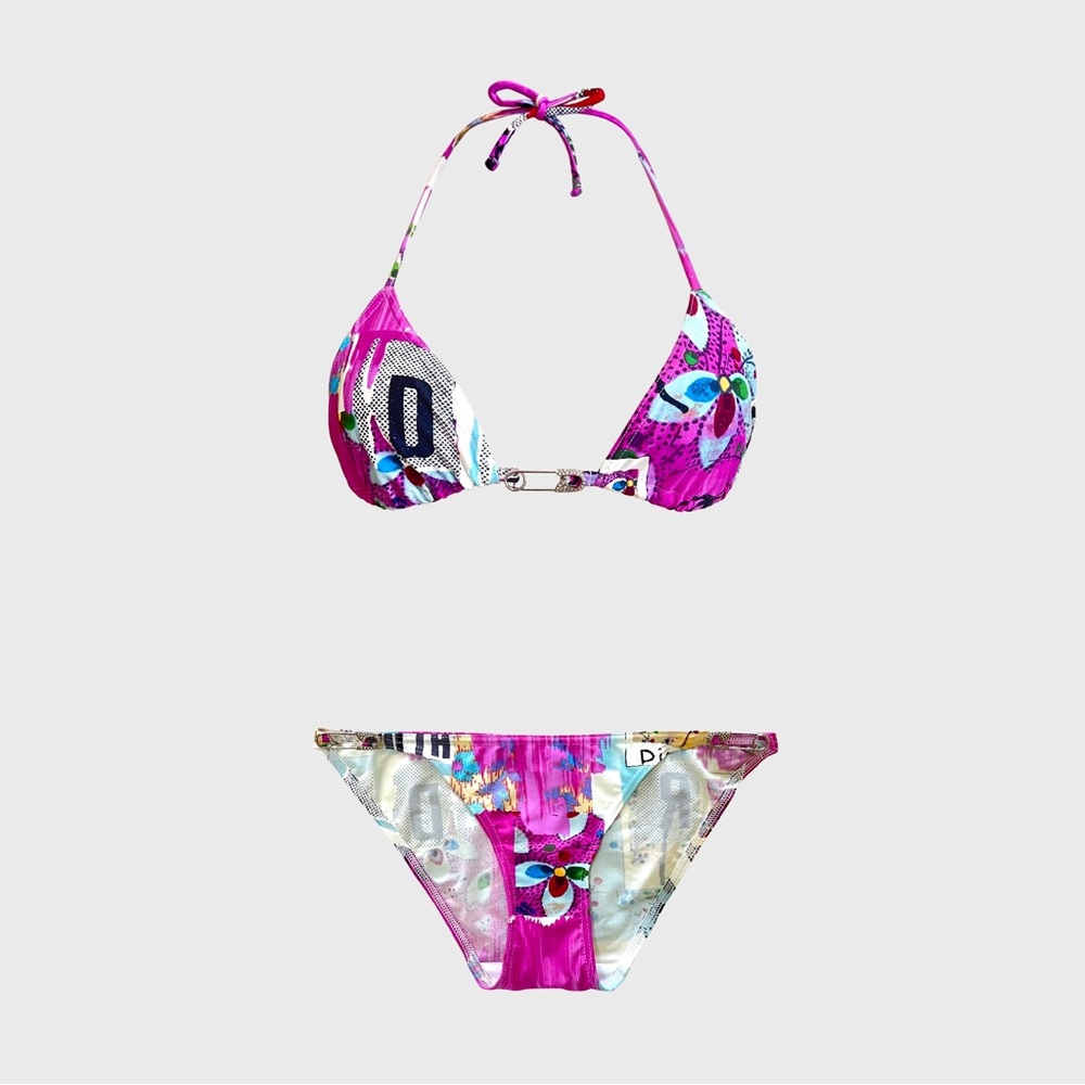 DIOR BY JOHN GALLIANO RARE RHINESTONE SAFETY PIN BIKINI